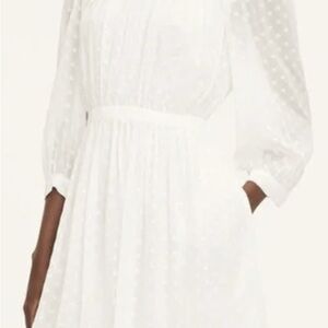 NWT Rebecca Taylor White Long Sleeve Swiss Dot Dress